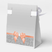 Romantische Coral Bow & Silver Glitzer Hochzeit Geschenkschachtel (Rückseite)