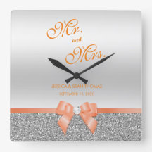 Romantische Coral Bow & Silver Glitzer Hochzeit