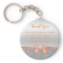 Romantische Coral Bow & Silver Glitzer Hochzeit