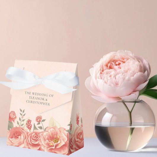 Romantische Coral Floral Rose Peach Garden Hochzei Geschenkschachtel