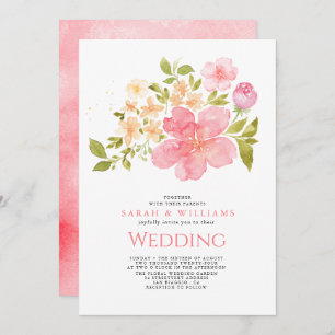 Romantische Coral Peach Blume Floral Boho Wedding Einladung