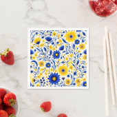 Romantische Cornflower Blau und Gelbe Blüte Serviette (Beispiel)