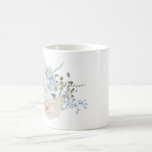 Romantische Cotswolds Winter Florals Monogram Kaffeetasse (Mittel)