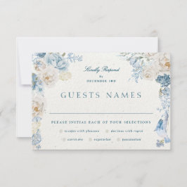 Romantische Cotswolds Winter Florals Wedding RSVP Karte