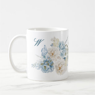 Romantische Cotswolds Winterblumen Monogramm Kaffeetasse