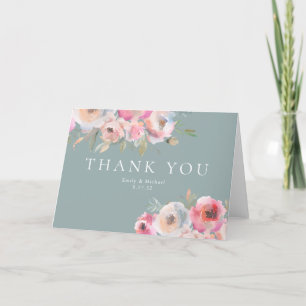 Romantische Cottage-Blumen Blush Blau Salbei Dankeskarte
