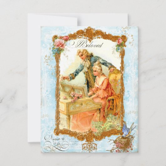 Romantische Coupé Vintage französische Einladung (Vorderseite)