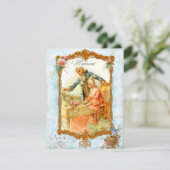 Romantische Coupé Vintage französische Einladung (Stehend Vorderseite)