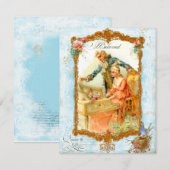 Romantische Coupé Vintage französische Einladung (Vorne/Hinten)