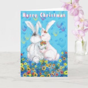 Romantische Couple Bunny Christmas Card Karte