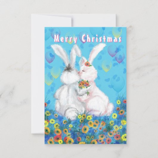 Romantische Couple Bunny Christmas Card Karte (Vorderseite)