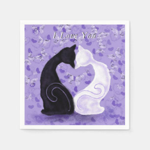 Romantische Couple Cat Napkins mit Text - I Liebe  Serviette