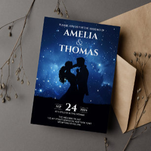 Romantische Couple Celestial Night Sky Wedding Einladung