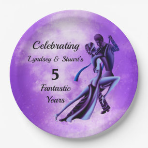 Romantische Couple Dance the Tango Paper Plate Pappteller