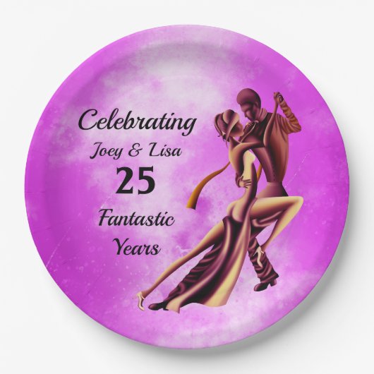 Romantische Couple Dance the Tango Paper Plate Pappteller (Vorderseite)