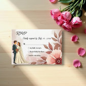 Romantische Couple Dusty Watercolor Blumenhochzeit RSVP Karte