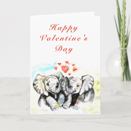 Romantische Couple Elephant Valentine's Day Card Karte (Vorderseite)