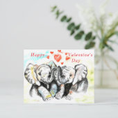 Romantische Couple Elephant Valentine's Day Card Postkarte (Stehend Vorderseite)