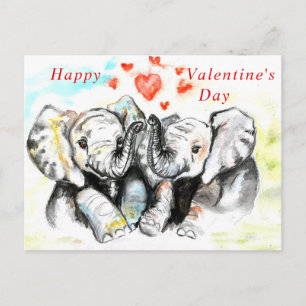 Romantische Couple Elephant Valentine's Day Card Postkarte