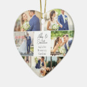 Romantische Couple Foto Collage Herzlich Willkomme Keramik Ornament (Links)