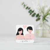 Romantische Couple Illustration Bride Groom Weddin Quadratische Visitenkarte (Stehend Vorderseite)