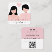 Romantische Couple Illustration Bride Groom Weddin Quadratische Visitenkarte (Vorne/Hinten)