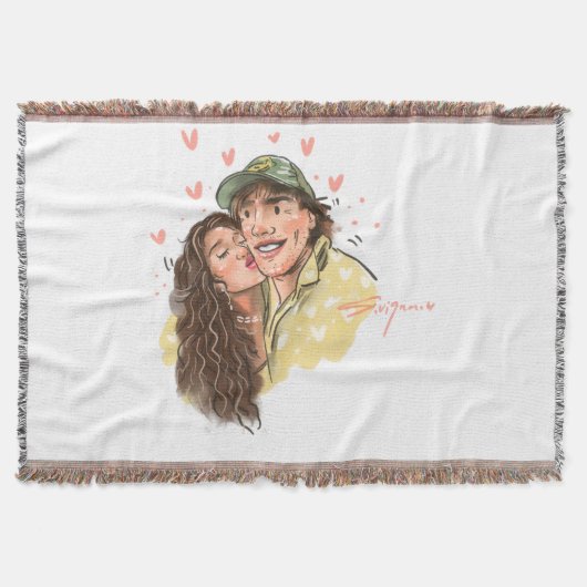 Romantische Couple Illustration Throw Blanket Decke (Vorderseite)