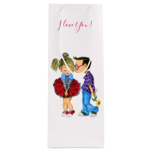Romantische Couple Liebe Weinbeutel - I Liebe You Geschenktüte Für Weinflaschen