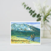 Romantische Couple Liebe Wintergarten Watercolor Postkarte (Stehend Vorderseite)