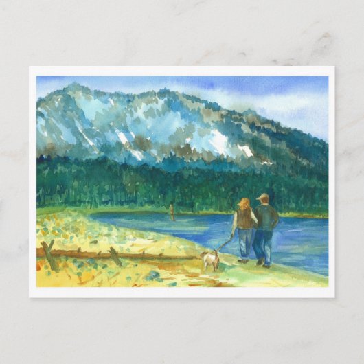 Romantische Couple Liebe Wintergarten Watercolor Postkarte (Vorderseite)