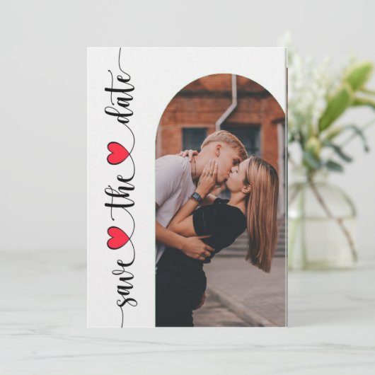 Romantische Couple Picture in Arch Save the Date C (Stehend Vorderseite)