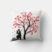 Romantische Couple Silhouette Liebe Baumkiefer Kissen (Rückseite)