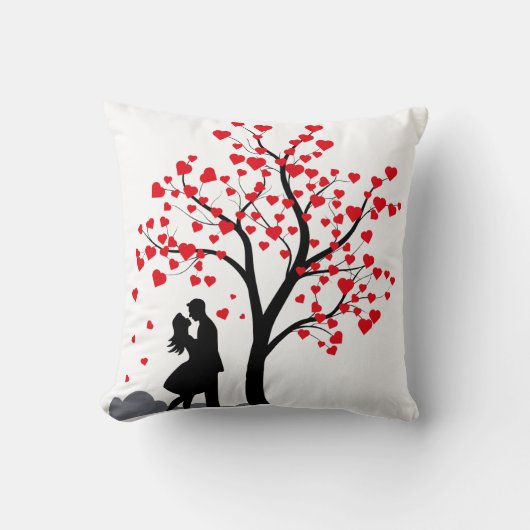 Romantische Couple Silhouette Liebe Baumkiefer Kissen (Vorderseite)