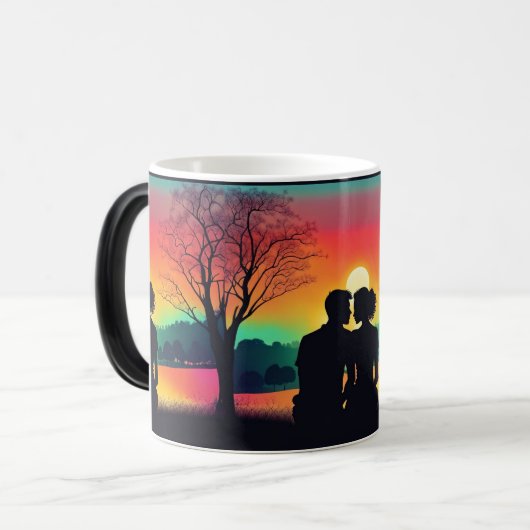 Romantische Couple Sunset Silhouette Verwandlungstasse (Vorderseite Links)