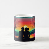 Romantische Couple Sunset Silhouette Verwandlungstasse (Mittel)