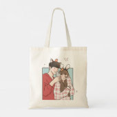 Romantische Couple Tote Bag Elegante Liebe Geschen Tragetasche (Rückseite)