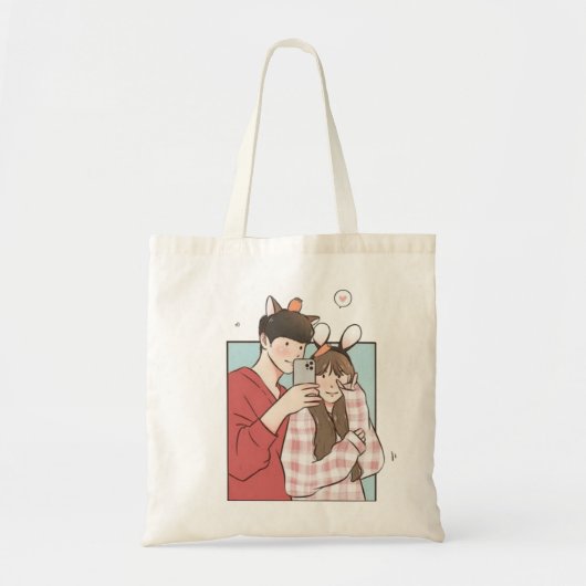 Romantische Couple Tote Bag Elegante Liebe Geschen Tragetasche (Vorne)