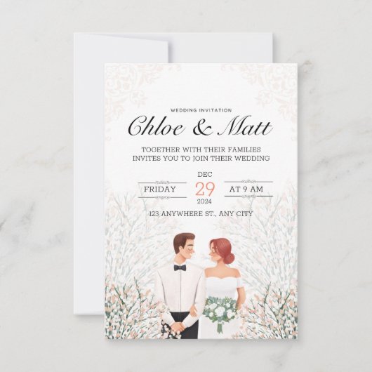 Romantische Couple Typografy Wedding Einladung (Vorderseite)