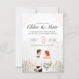 Romantische Couple Typografy Wedding Einladung