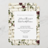 Romantische Cream Brick Wall Rote Rosen Hochzeit Einladung (Vorne/Hinten)