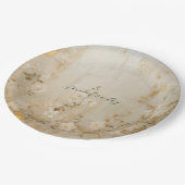 Romantische Cream White Gold Floral Wedding Pappteller (Schrägansicht)