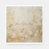 Romantische Cream White Gold Floral Wedding Serviette (Vorderseite)