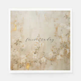 Romantische Cream White Gold Floral Wedding Serviette