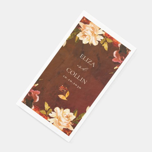 Romantische Creamy Fall Floral Wedding Serviette (Ecke)