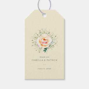 Romantische Creme Blumen Aquarell Geschenkanhänger