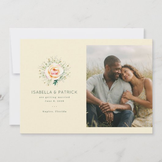 Romantische Creme Blumenmuster Save The Date (Vorderseite)