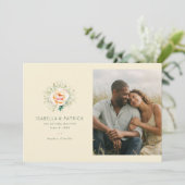 Romantische Creme Blumenmuster Save The Date (Stehend Vorderseite)