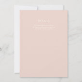 Romantische Creme Blush Pink Einfache Hochzeit Einladung (Rückseite)