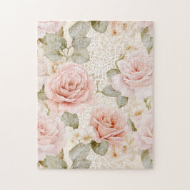 Romantische Creme Blush Pink Roses Floral Puzzle