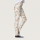 Romantische Creme-Braun-Blumen Leggings (Rechts)